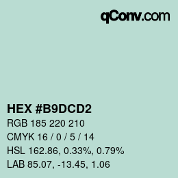 カラーコード: HEX #B9DCD2 | qconv.com