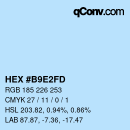 カラーコード: HEX #B9E2FD | qconv.com