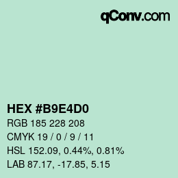 颜色代码: HEX #B9E4D0 | qconv.com