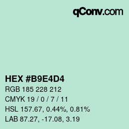 颜色代码: HEX #B9E4D4 | qconv.com