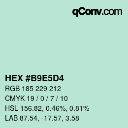颜色代码: HEX #B9E5D4 | qconv.com