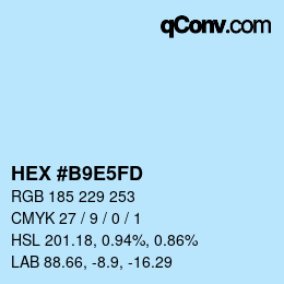 カラーコード: HEX #B9E5FD | qconv.com