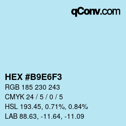 カラーコード: HEX #B9E6F3 | qconv.com