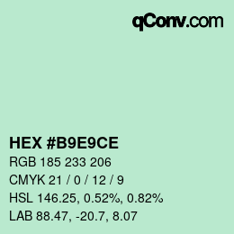 Color code: HEX #B9E9CE | qconv.com