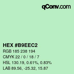 Color code: HEX #B9EEC2 | qconv.com