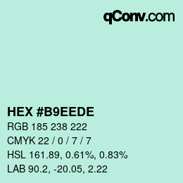 Color code: HEX #B9EEDE | qconv.com