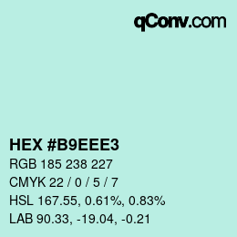 Color code: HEX #B9EEE3 | qconv.com