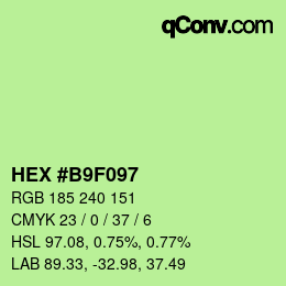 Color code: HEX #B9F097 | qconv.com