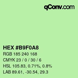 Color code: HEX #B9F0A8 | qconv.com