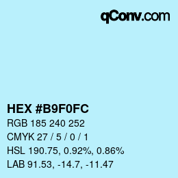 Color code: HEX #B9F0FC | qconv.com