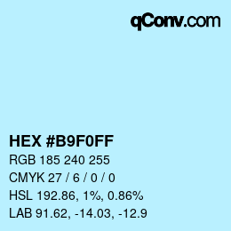 カラーコード: HEX #B9F0FF | qconv.com