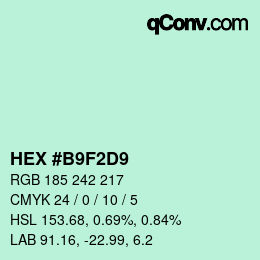 カラーコード: HEX #B9F2D9 | qconv.com
