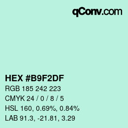 Color code: HEX #B9F2DF | qconv.com