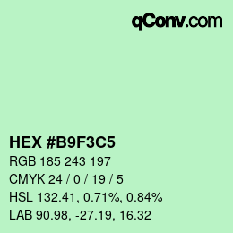 Color code: HEX #B9F3C5 | qconv.com