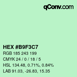 Color code: HEX #B9F3C7 | qconv.com