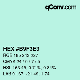 Color code: HEX #B9F3E3 | qconv.com