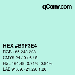 Color code: HEX #B9F3E4 | qconv.com