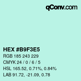 Color code: HEX #B9F3E5 | qconv.com