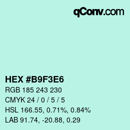 Color code: HEX #B9F3E6 | qconv.com