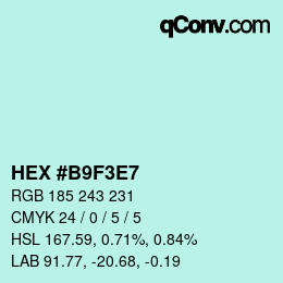 Color code: HEX #B9F3E7 | qconv.com