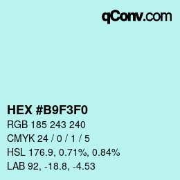 Color code: HEX #B9F3F0 | qconv.com