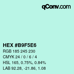 Farbcode: HEX #B9F5E6 | qconv.com