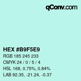 Color code: HEX #B9F5E9 | qconv.com