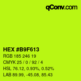 Color code: HEX #B9F613 | qconv.com