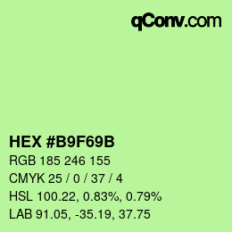 Color code: HEX #B9F69B | qconv.com