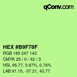 カラーコード: HEX #B9F78F | qconv.com