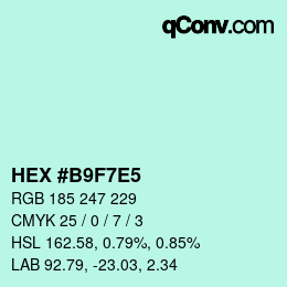 Color code: HEX #B9F7E5 | qconv.com