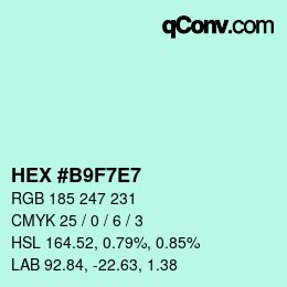 Color code: HEX #B9F7E7 | qconv.com