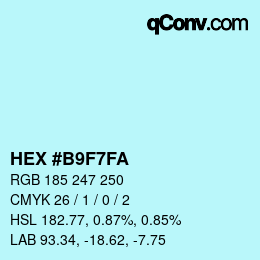 Color code: HEX #B9F7FA | qconv.com