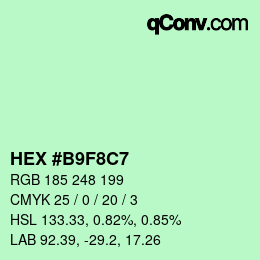 Color code: HEX #B9F8C7 | qconv.com