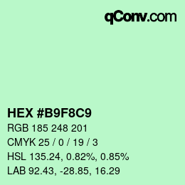 Color code: HEX #B9F8C9 | qconv.com
