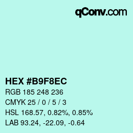 Color code: HEX #B9F8EC | qconv.com