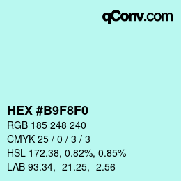 カラーコード: HEX #B9F8F0 | qconv.com