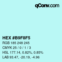 Color code: HEX #B9F8F5 | qconv.com