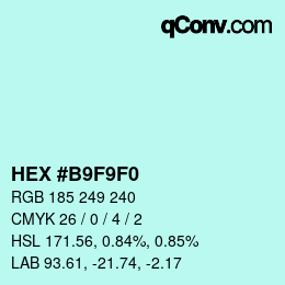 颜色代码: HEX #B9F9F0 | qconv.com