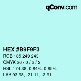 颜色代码: HEX #B9F9F3 | qconv.com