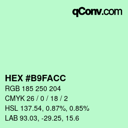 Color code: HEX #B9FACC | qconv.com
