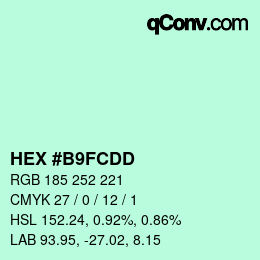 Color code: HEX #B9FCDD | qconv.com