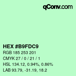 颜色代码: HEX #B9FDC9 | qconv.com