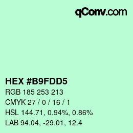 Color code: HEX #B9FDD5 | qconv.com