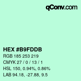 カラーコード: HEX #B9FDDB | qconv.com