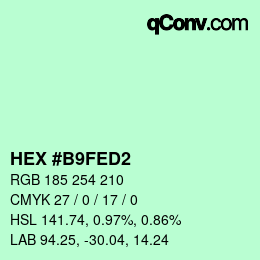 颜色代码: HEX #B9FED2 | qconv.com