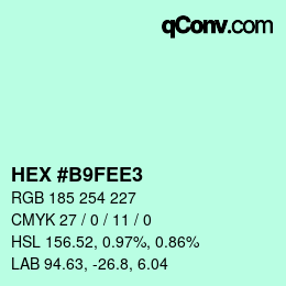 颜色代码: HEX #B9FEE3 | qconv.com
