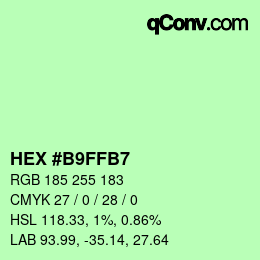 Color code: HEX #B9FFB7 | qconv.com