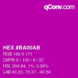 Color code: HEX #BA00AB | qconv.com