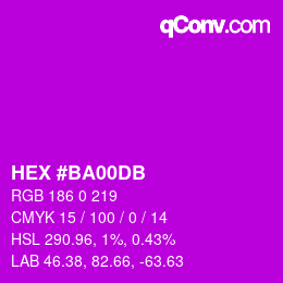 颜色代码: HEX #BA00DB | qconv.com